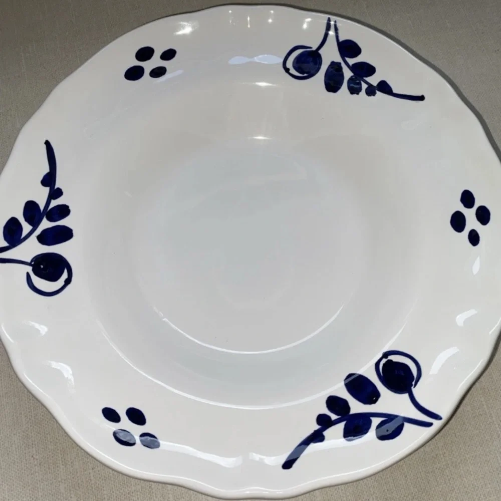 Williams Sonoma One (1)‎ White Blue Olive Pasta Bowl